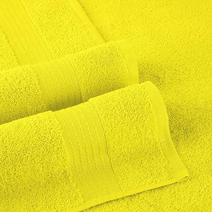 Elegant Comfort Premium Cotton 6-Piece Towel Set, Includes 2 Washcloths, 2 Hand Towels and 2 Bath Towels, 100% Turkish Cotton - Highly Absorbent and Super Soft Towels for Bathroom, Yellow