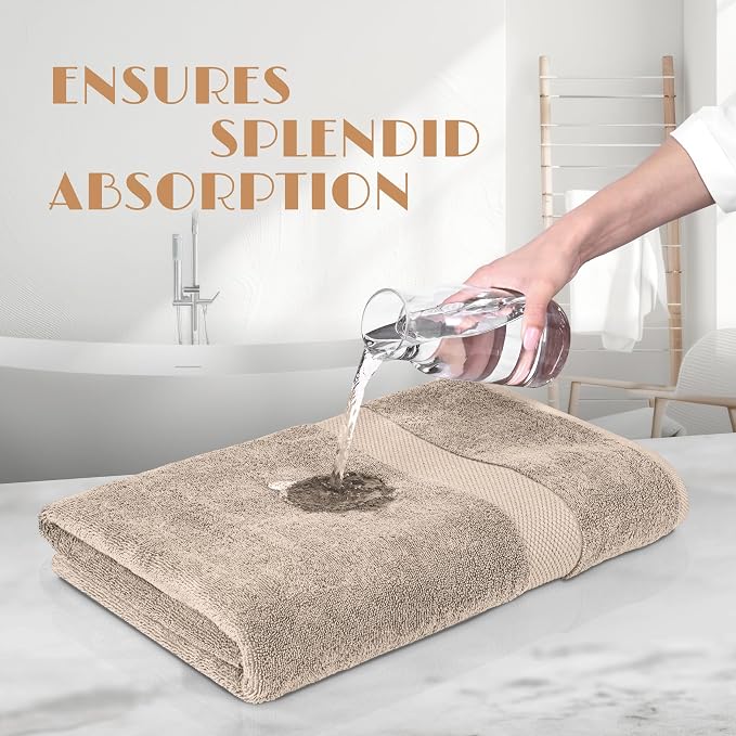 White Classic Wealuxe Taupe Bath Towels 27x54 Inch, Cotton Towel Set for Bathroom, Hotel, Gym, Spa, Soft Extra Absorbent Quick Dry 4 Pack
