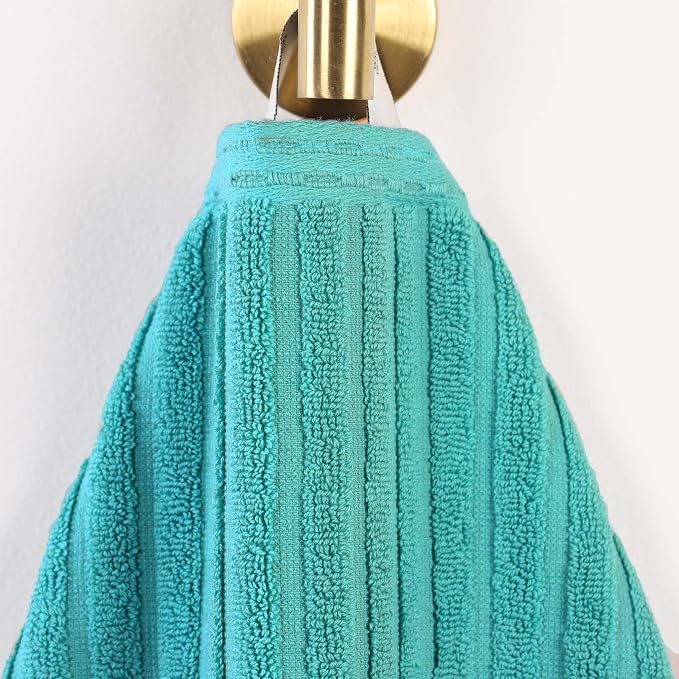Superior 3 Piece Cotton Towel Set, Includes 1 Bath Towel, 1 Hand Towel, 1 Face Towel/Washcloth, Daily Use for Bathroom, Guest Bath, Quick Dry, Ribbed, Absorbent, Essentials, Soho Collection, Turquoise