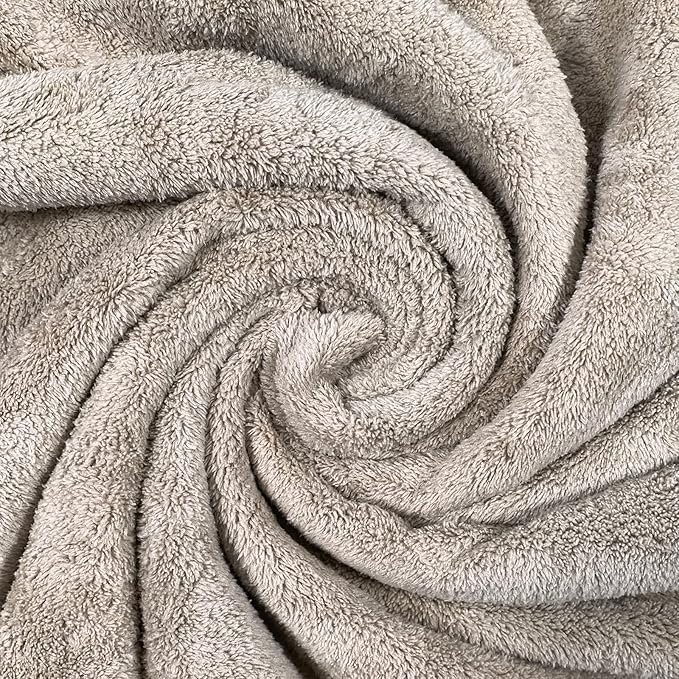 Wokaku Coral Fleece Bath Towel - Ultra Soft Quick Dry Bath Sheet, 55"x30" Large Towels for Adults, Gym, Pool, Beach - High Absorbency, Lint-Free, Lightweight, Spa & Hotel Quality (Khaki)