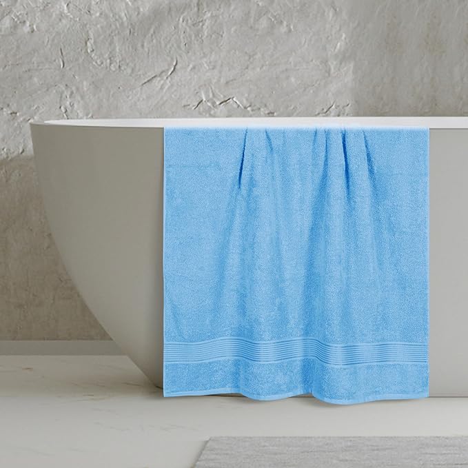 Belizzi Home Cotton 2 Pack Oversized Bath Sheet 35x70, Large Bath Sheet, Ultra Soft, Absorbent, Compact, Eco-Friendly, Recyclable, Quick Drying and Lightweight Towel - Sky Blue