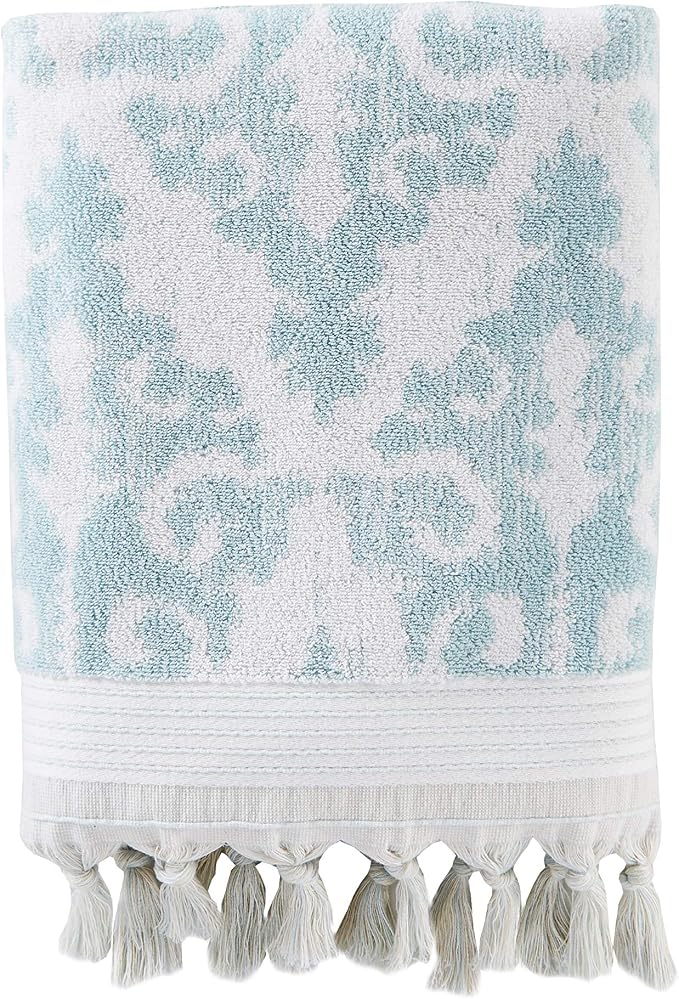 SKL Home Mirage Fringe 100% Turkish Cotton Bath Towel, Aqua, 54.00" x 28.00"