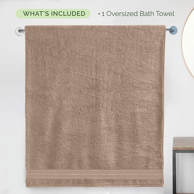 Elegant Comfort Three Line Popcorn Extra Large Luxury Bath Towel - 40" x 80" inch, Premium Hotel Spa Quality 1 Piece Oversized Bath Sheet 100% Turkish Cotton Super Soft Highly Absorbent, Tan