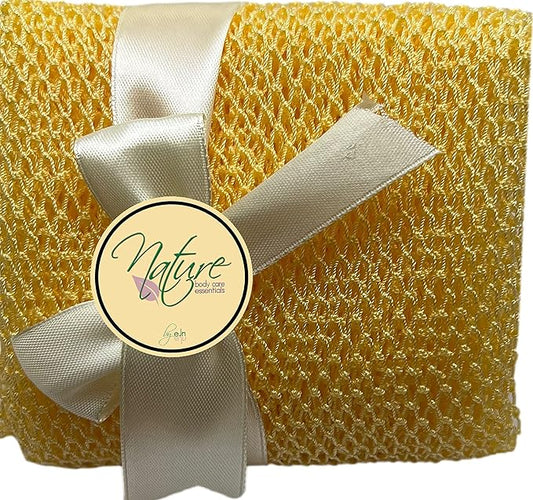 Net Bath Sponge, Long, Skin Exfoliation, African, Porous (Golden Apricot)