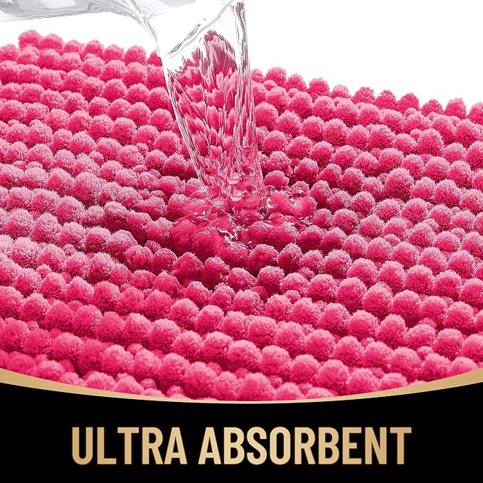 OLANLY Thick Bathroom Rugs 30x20, Extra Soft Absorbent Chenille Bath Rugs, Rubber Backing, Machine Wash Dry, Bath Mats for Bathroom Floor, Tub and Shower, Home Decor Accessories, Hot Pink
