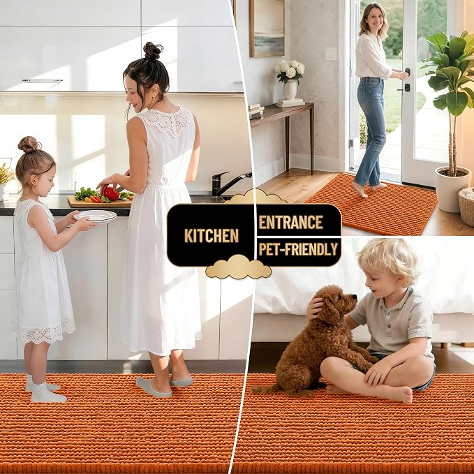 OLANLY Thick Small Bathroom Rugs 24x16, Extra Soft Absorbent Chenille Bath Rugs, Rubber Backing, Machine Wash Dry, Bath Mats for Bathroom Floor, Tub and Shower, Home Decor Accessories, Clay