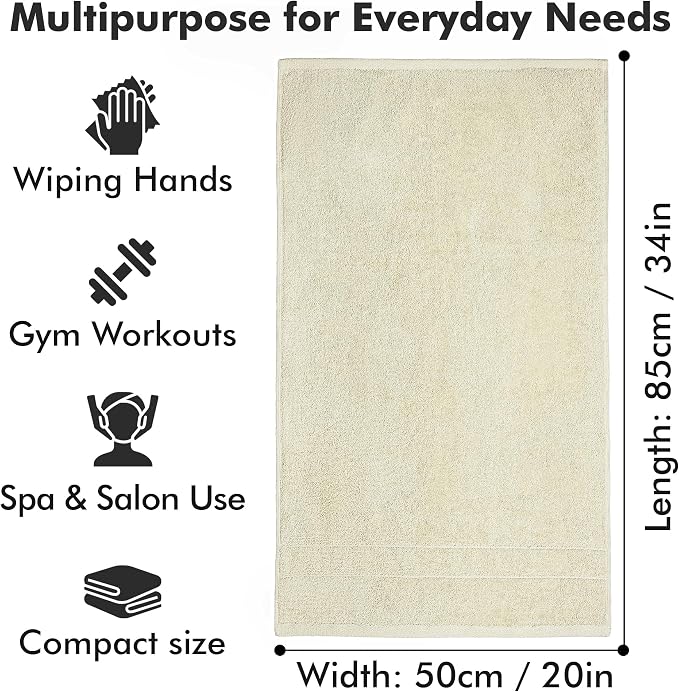 100% Ring Spun Cotton Hand Towels for Bathroom – 550 GSM Soft & Absorbent Towel Set– Pack of 6 Small Towel (34x20in) – Quick Dry Luxury Cotton Hand Towels – Ivory