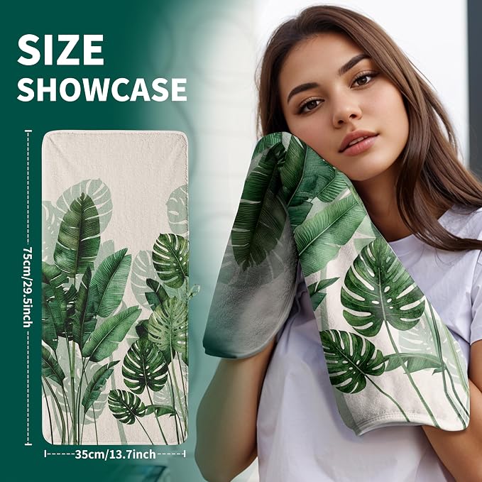 Botanical Leaf Microfiber Hand Towels Soft High Absorbent Towel for Bathroom Kitchen
