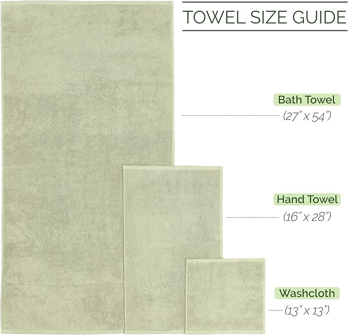 Elegant Comfort Luxury 6-Piece Towel Set, Premium Soft 100% Turkish Cotton, Three Line Popcorn Design 2 Bath Towels, 2 Hand Towels and 2 Washcloths Towel Set - Quick-Drying and Absorbent, Jade Green
