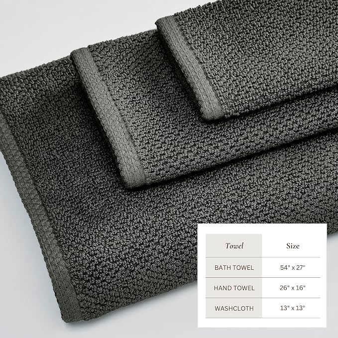 Great Bay Home 100% Cotton 6 Piece Towel Set - Absorbent, Quick-Drying, Durable Bath Towels for Bathroom Decor - Low-Twist, Two-Ply Fibers (Midnight Blue)