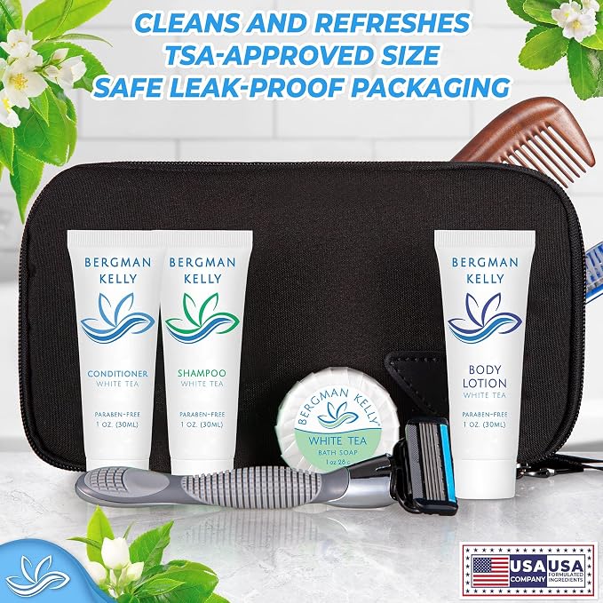 BERGMAN KELLY Luxury Travel Size Round Soap Bulk, White Tea, 0.5 oz, 100 PK | Bergman Kelly Guest Size: Individually wrapped 1.9" diameter bars. Rich lather, ideal for Airbnbs, travel, and care packages.
