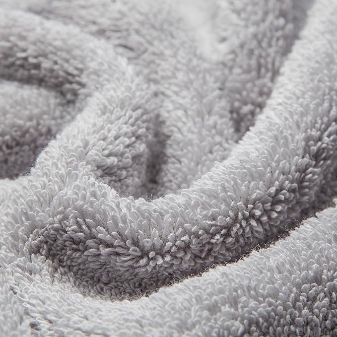 Soft & Absorbent Cotton Hand Towels for Bathroom(Grey, 2-Pack, 14" x 29") - Multipurpose Towels for Bath, Gym and Spa with Hanging Loop