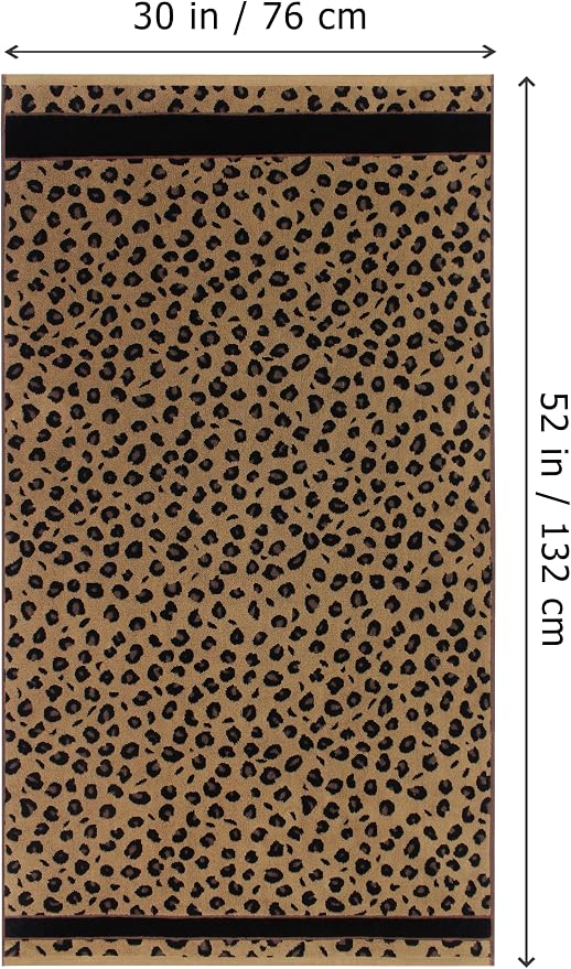 COTTON CRAFT Cheetah Bath Towel - 2 Pack Large 30 x 52 Animal Print Leopard Africa Safari 100% Cotton Jacquard Towel - 550 GSM Soft Absorbent Luxurious Bathroom Shower Spa Decorative Guest Towel