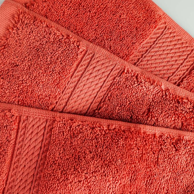 Superior Egyptian Cotton Plush & Absorbent, Bath Towel Set of 4, Coral | Quick Dry, Soft Luxury Towel Set, Bath Essentials for Bathroom, Guest Bath, Spa, 4 Piece Bath, Madeline Towels