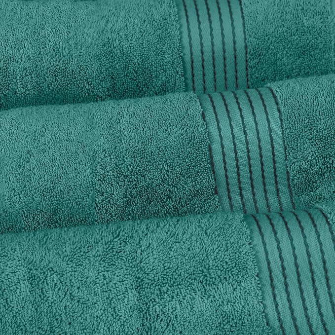 Elegant Comfort Premium Turkish Cotton 6 Pack Washcloths Set - 13 x 13 inch, Luxurious Hotel Spa Quality 100% Turkish Cotton 6PC Washcloth Set - Highly Absorbent - Soft Bathroom Towels, Turquoise