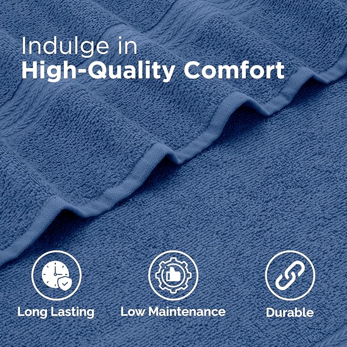 Martex Easy Living Everyday 6-Piece Bathroom Towel Set, Blue | 2 Bath Towels, 2 Hand Towels, 2 Wash Cloths, 100% Cotton, Soft, Quick-Dry
