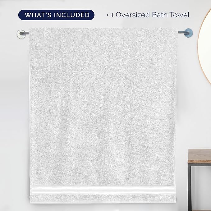 Elegant Comfort Premium Super Soft Highly Absorbent 1 Piece Oversized Bath Sheet - 40" x 80" inch, Luxurious Hotel Spa Quality 100% Turkish Cotton Extra Large Bath Towels for Adults, White