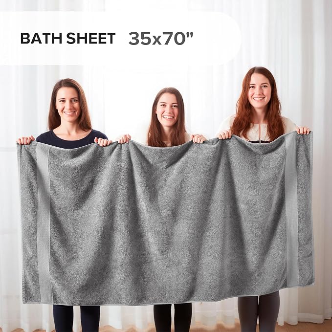 Comfort Spaces Turkish Bath Sheet Set 35x70 Oversized of 2 Piece Large Bath Towels Beach Towel 100% Turkish Cotton Towel Set for Bathroom Luxury Highly Absorbent Ultra-Soft Quick Dry Towel Charcoal
