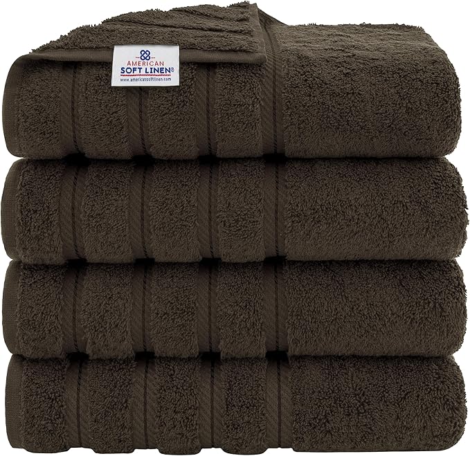 American Soft Linen 100% Cotton Luxury Turkish Towels, 4 PC Bath Towel Set | Soft Absorbent Quick Dry OEKO Tex Standard 100 Certificated Durable Machine Washable Breathable Premium Hotel Quality