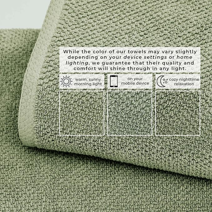 Great Bay Home 100% Cotton 6 Piece Bath Sheet Set - Absorbent, Quick-Drying, Durable Bath Towels for Bathroom Decor - Low-Twist, Two-Ply Fibers (Eucalyptus)