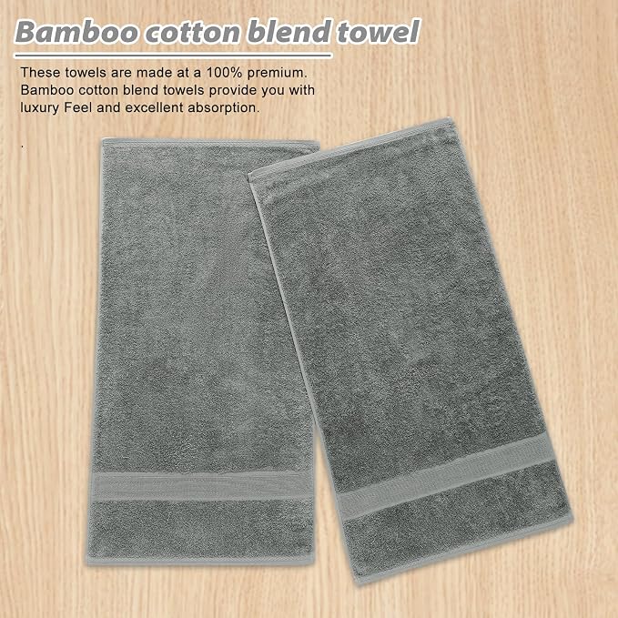 Aibaser Hand Towels-16x30inch - Lightweight and Highly Absorbent Hand Towels for Bathroom, Travel, Gym, Shower and Spa (Grey)