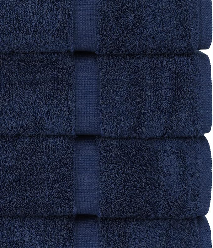 Chakir Turkish Linens 4 Piece Extra Large Bath Towels, 100% Cotton Luxury Turkish Towels for Bathroom, Soft Absorbent Bath Towels, 30 x 60 Inches, Navy