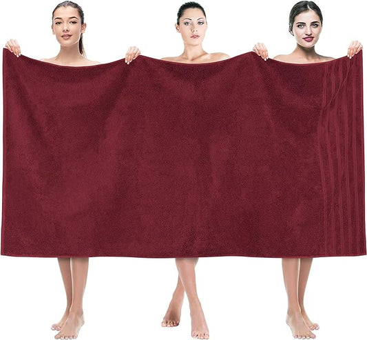 American Soft Linen 35x70 Jumbo Large Bath Towel, 600 GSM 100% Cotton Turkish Bath Sheet, Oversized Luxury Bath Towel for Bathroom Beach and Pool, Bordeaux