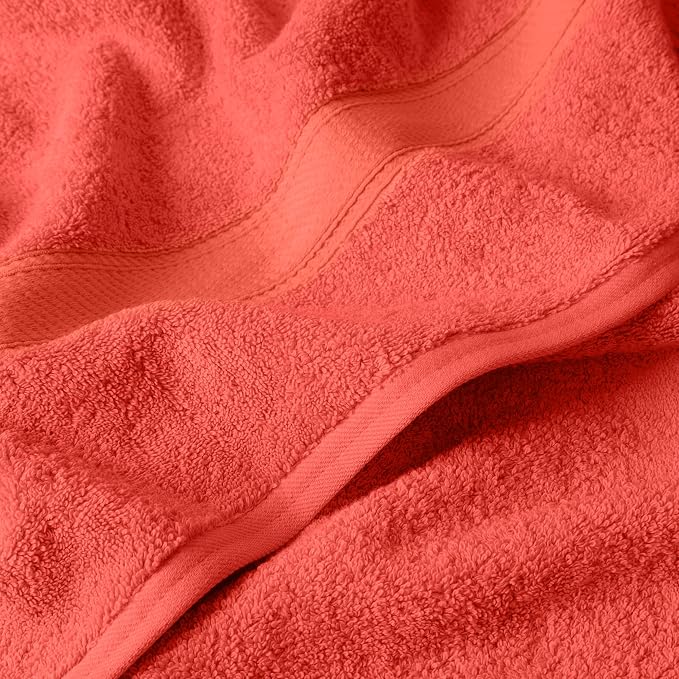 SUPERIOR Egyptian Cotton Ultra Plush & Absorbent, 6 Piece Set, Coral | Quick Dry, Soft Luxury Towel Set, Bath Essentials, Guest Bath, Spa, 2 Bath, 2 Hand, 2 Face Towels, Madeline Towels