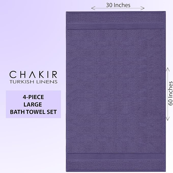 Chakir Turkish Linens 2 Piece Large Bath Towels, 100% Cotton Turkish Towels for Bathroom, Luxury Soft Absorbent Bath Towels, 30 x 60 Inches, Plum
