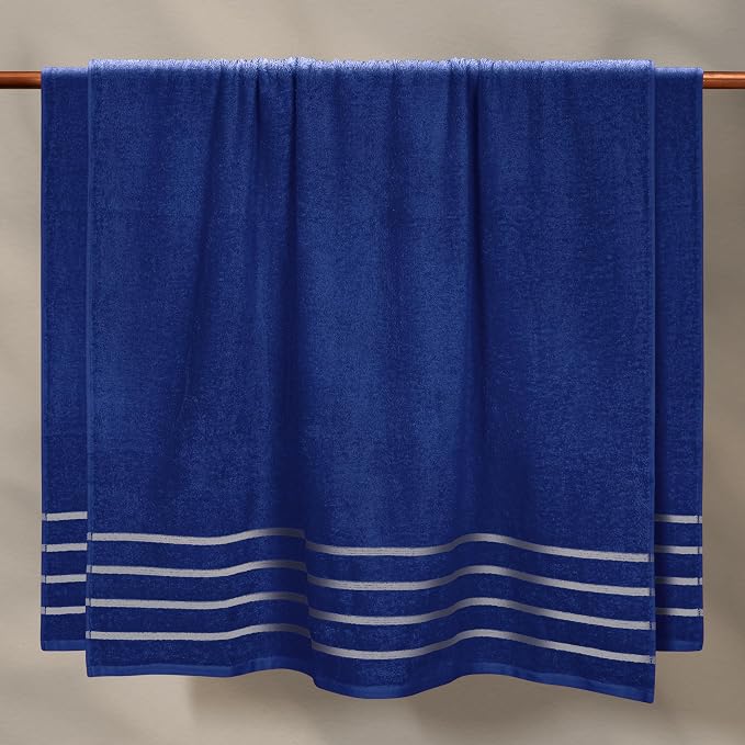 MyOwn Cotton 2 Pack Oversized Bath Sheet 35 x 70, Large Bath Sheet, Ultra Absorbent, Compact, Eco-Friendly and 100% Recyclable, Quick Drying and Lightweight Towel - Navy Blue