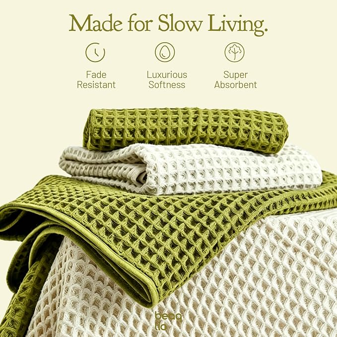 100% Cotton Waffle Towels Set, 4 Pack Bath Towels for Bathroom, 55 * 29'' Quick Dry, Super Absorbent, Soft, Bath Towel Set, Soft Lint-Free Quick Drying Towels Spa Gym, Multicolor