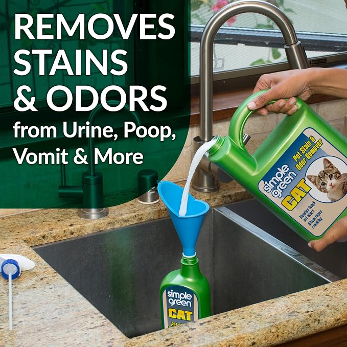 Cat Stain & Odor Remover - Enzyme Cleaner for Cat Urine, Feces, Blood, Vomit - 32oz