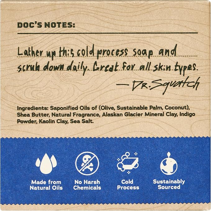 Dr. Squatch Natural Men’s Bar Soap - Cold Process Body Soap Bar with Natural Oils - Gifts for Men - Fresh Falls (5 oz)