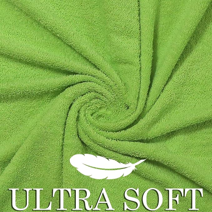 Bath Towels Set-100% Cotton-2 Towels, 2 Hand & Washcloths-Large, Quick Dry, Absorbent, Soft Plush-Home, Spa, Hotel, Pool, Shower -6 Piece Luxury Bathroom - Parrot Green