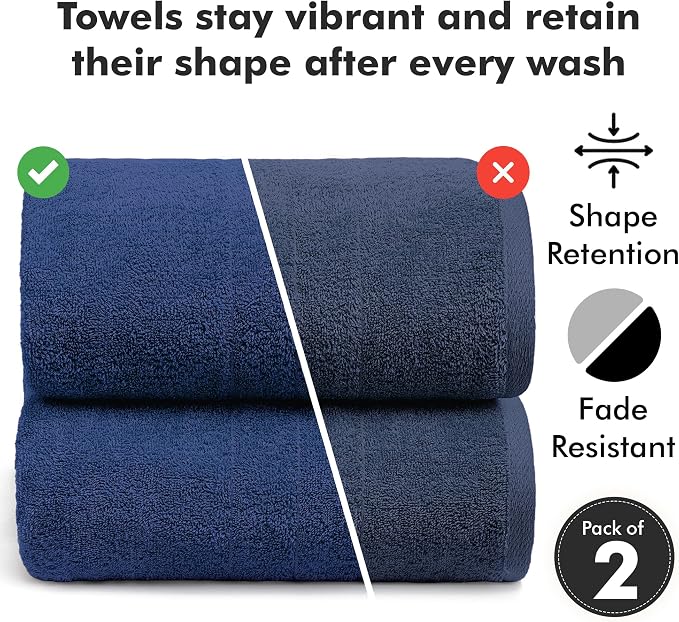Bath Sheets – 550 GSM Extra Large Bathroom Sheet Set – Pack of 2 Jumbo Towels Royal Blue (71x35in) – 100% Ring Spun Cotton Soft Quick Dry Large Bath Towels for Adults Hotel Spa Bathroom Use