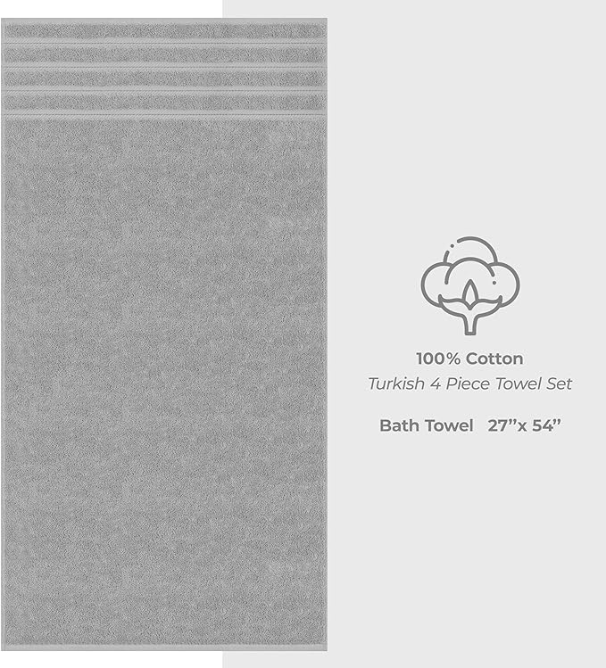 American Soft Linen 100% Cotton Luxury Turkish Towels, 4 PC Bath Towel Set | Soft Absorbent Quick Dry OEKO Tex Standard 100 Certificated Durable Machine Washable Breathable Premium Hotel Quality