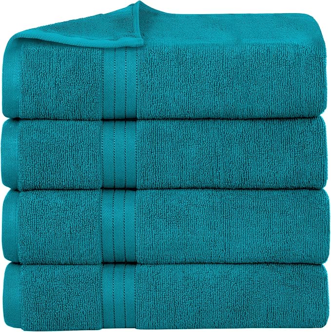 Bliss Casa 100% Cotton Bath Towel Set – 27″×54″, Ultra-Soft & Highly Absorbent Towels for Bathroom – Quick-Dry, Durable & Skin-Friendly (4-Pack)