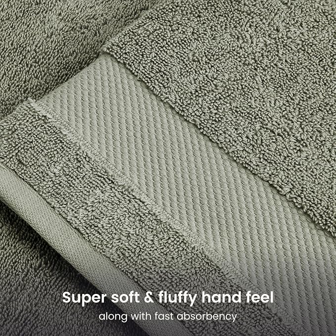 BIOWEAVES 100% Organic Cotton 700 GSM Plush Premium Washcloths 13" x 13" GOTS Certified, Face Towels Perfect for Home & Bathroom - Sage, Pack of 12