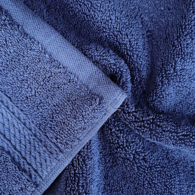 Superior Egyptian Cotton Plush & Absorbent, Bath Towel Set of 4, Navy Blue | Quick Dry, Soft Luxury Towel Set, Bath Essentials for Bathroom, Guest Bath, Spa, 4 Piece Bath, Madeline Towels