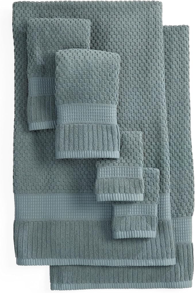 NY Loft 100% Cotton Towel Set 6 Piece | Super Soft & Absorbent Quick-Dry 2 Bath Towels 2 Hand Towels & 2 Washcloths | Textured and Durable Cotton | Premium Thick Towels | 6 Piece Set, Stormy Sea