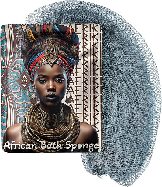 African Net Sponge, Premium Authentic Exfoliating Body Scrubber, Extra Long Stretch Bath Sponge for Shower, Deep Exfoliating Washcloth for Smooth Skin, 1 Pack (Slate)