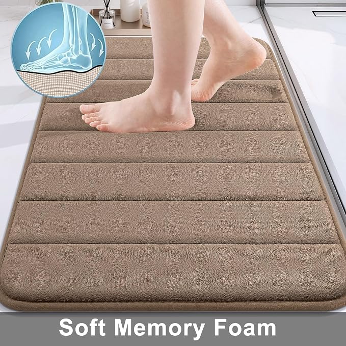 Buganda Memory Foam Bath Mat, 60" x 24", Ultra Soft Bathroom Rugs, Water Absorbent and Machine Washable Bath Rug Runner for Bathroom, Shower, and Tub, Mocha
