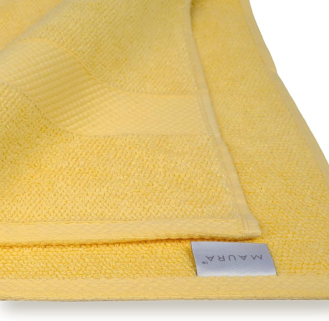 MAURA Premium Washcloths Set 100% Cotton. 4 Piece Ultra Absorbent Quick Dry Soft Terry Wash Clothes for Bathroom, Hotel and Spa Quality, Yellow