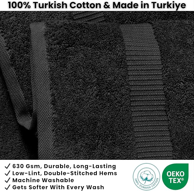 SALBAKOS 2-Piece 100% Turkish Cotton Extra Large Bath Towel 35x70 inch | Premium Hotel Quality Bath Sheet Towels | Thick, Soft, Absorbent, Oversized Bath & Beach Towels (Black, 2 Bath Sheets)
