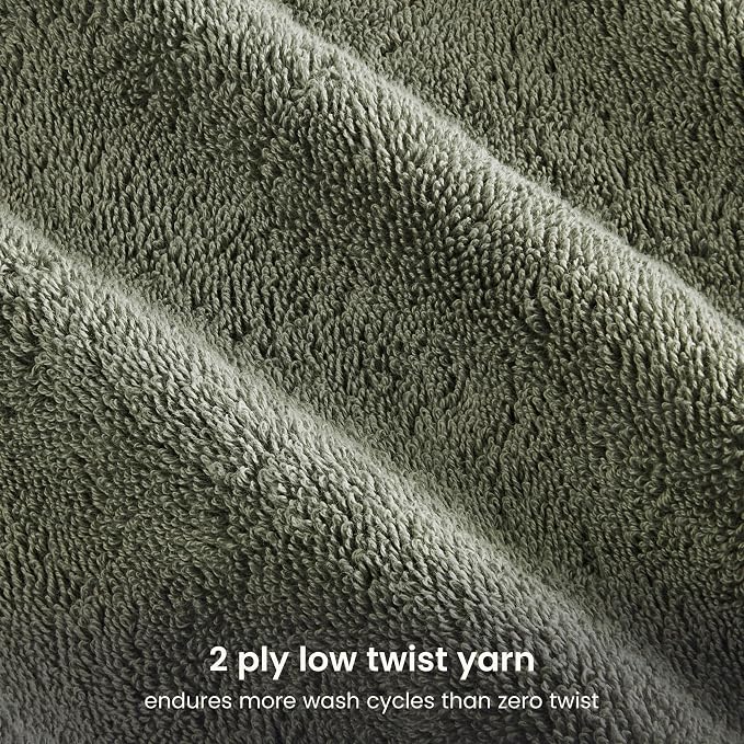 BIOWEAVES 100% Organic Cotton 700 GSM Plush Premium Washcloths 13" x 13" GOTS Certified, Face Towels Perfect for Home & Bathroom - Sage, Pack of 12