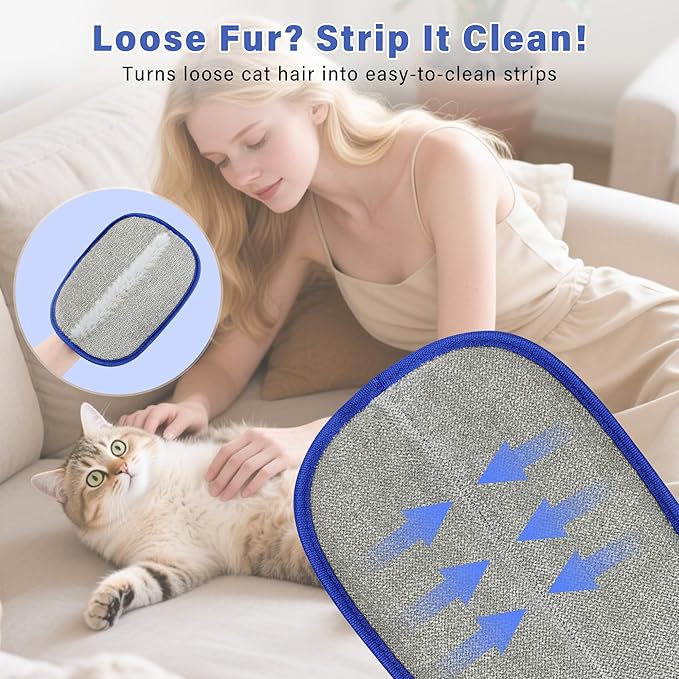 MOSTY Reusable Electrostatic Pet Hair Remover Glove for Dogs & Cats, 2PCS | Washable Magic Fur Remover Tool for Couch,Carpet,Car Seat,Sofa, Double Sided Pet Deshedding Glove, Ideal Gift for Pet Owners