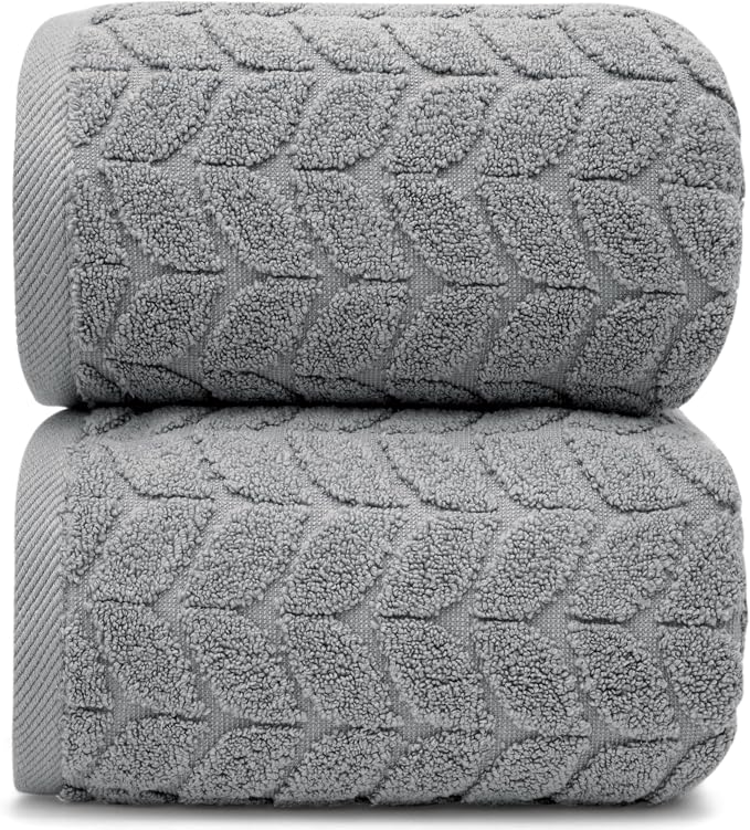 Alusa Home Ultra Soft & Stylish 700 GSM Luxury Bath Sheets | Pack of 2 | Extra Large 35x70 Inches | 100% Zero-Twist, Long-Staple Cotton | Remarkably Absorbent (Pewter Grey)