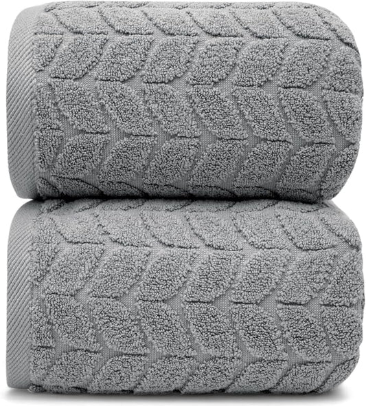 Alusa Home Ultra Soft & Stylish 700 GSM Luxury Bath Sheets | Pack of 2 | Extra Large 35x70 Inches | 100% Zero-Twist, Long-Staple Cotton | Remarkably Absorbent (Pewter Grey)