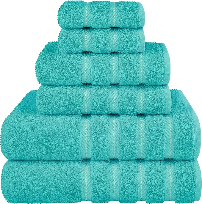 American Soft Linen 100% Cotton Luxury Turkish Towels, 6 Piece Towel Set | Soft Absorbent Quick Dry OEKO Tex Standard 100 Certificated Durable Machine Washable Breathable Premium Hotel Quality