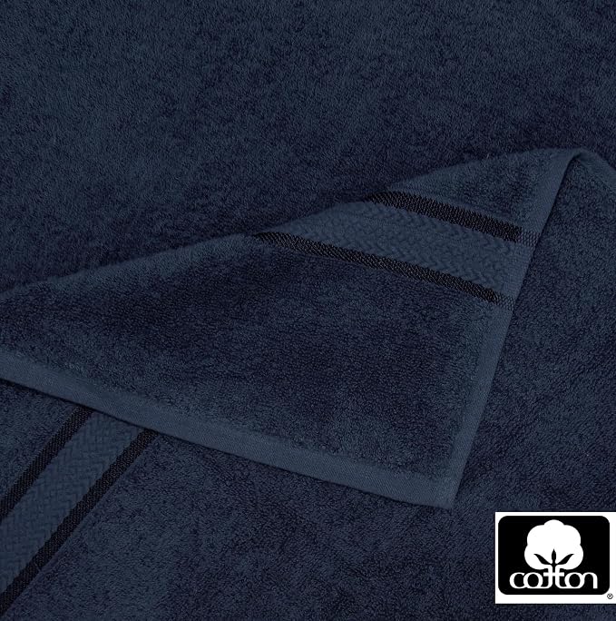 COTTON CRAFT Ultra Soft Washcloths - 12 Pack 100% Cotton Facecloths - Baby Wash Cloths - Absorbent Quick Dry Everyday Luxury Bathroom Kitchen Spa Gym Pool Dorm - Plush 580 GSM - 12x12 - Navy